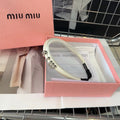 CHANEL SILK HAIRBAND ATTACHED CRYSTAL LOGO WHITE 196475