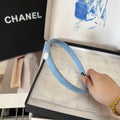 CHANEL HEADBAND IN SKY BLUE TWEED CRYSTALS LOGO 407888