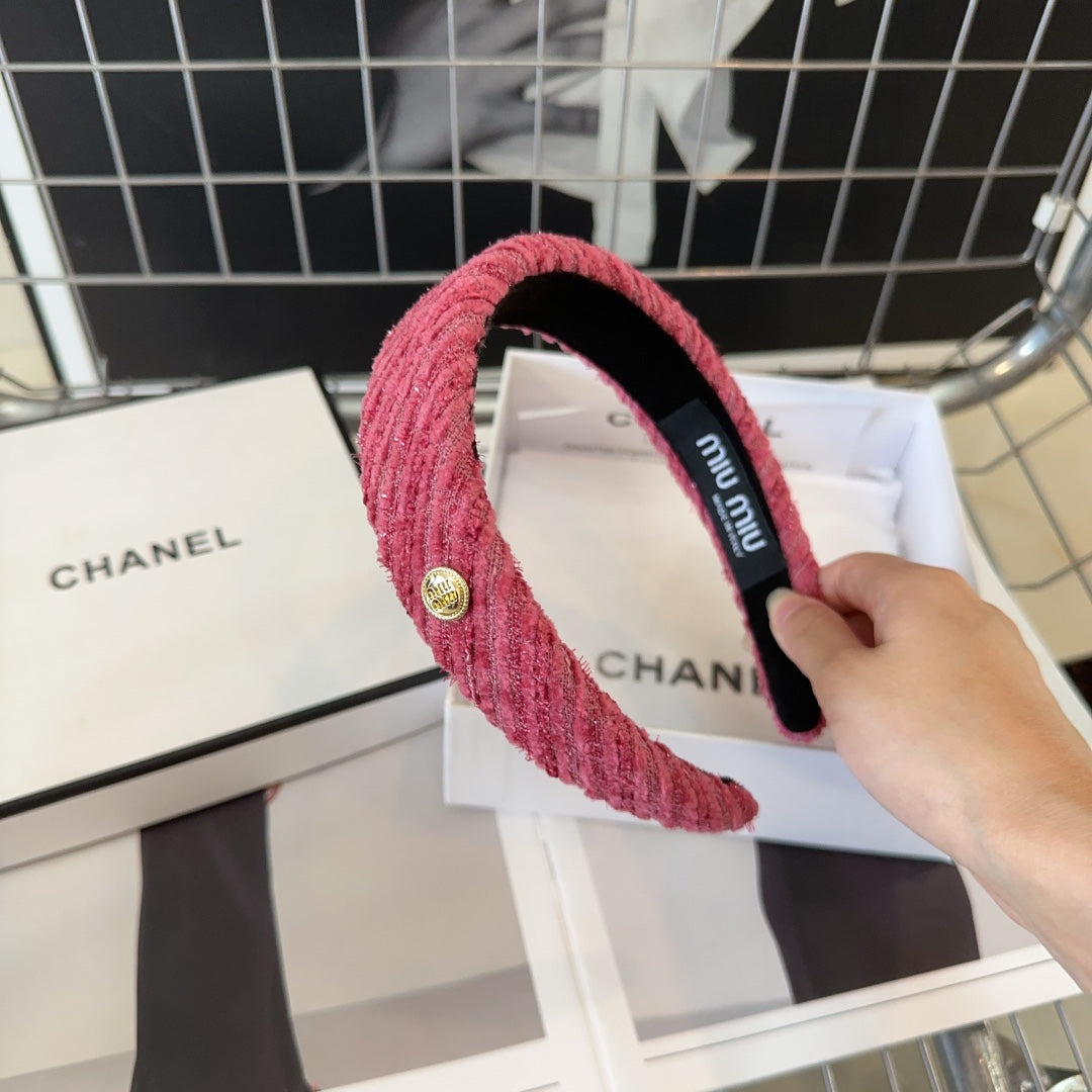 CHANEL PINK HEADBAND TWEED 407941