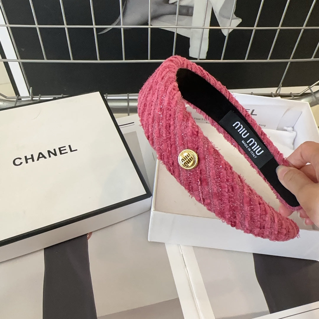 CHANEL PINK HEADBAND TWEED 407941
