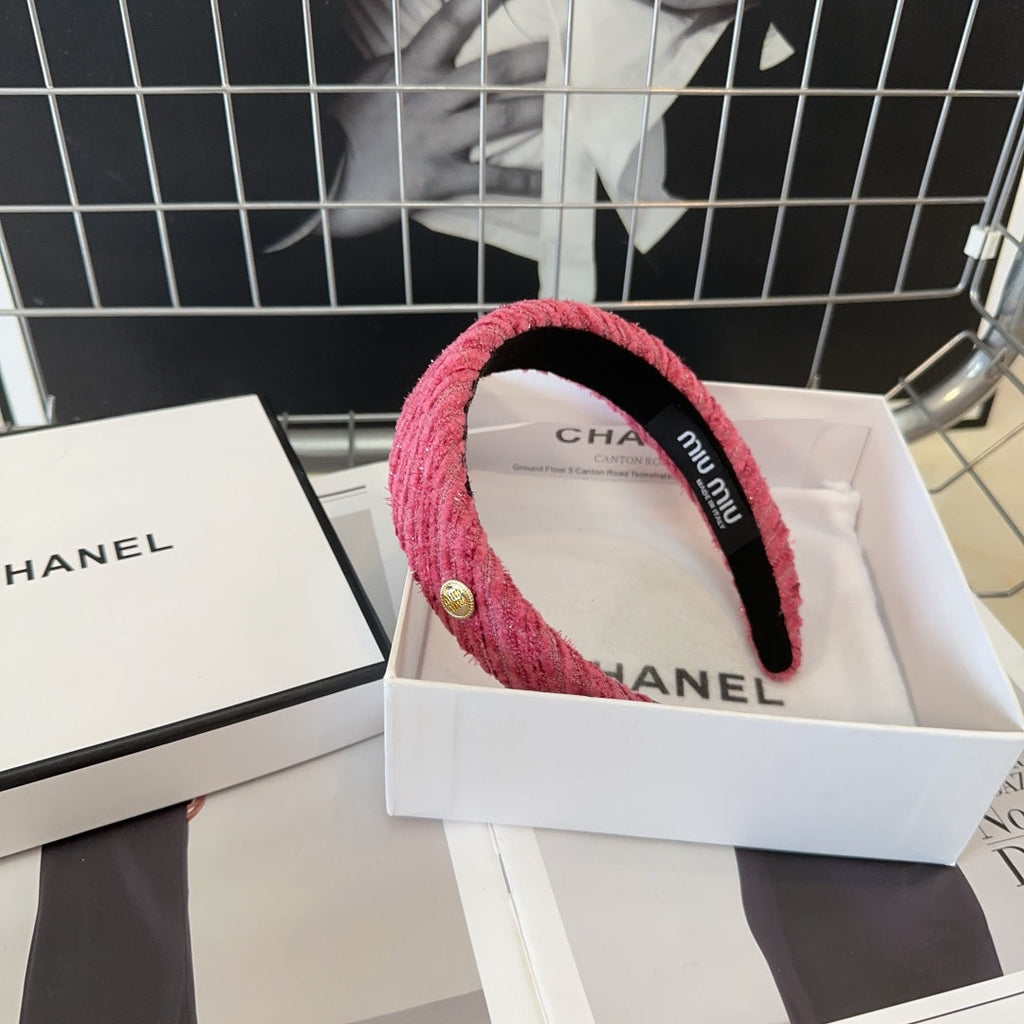 CHANEL PINK HEADBAND TWEED 407941
