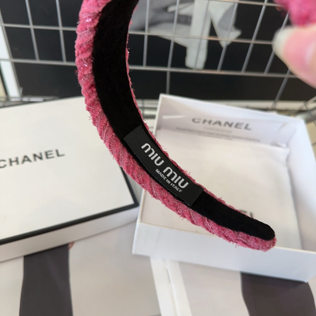 CHANEL PINK HEADBAND TWEED 407941
