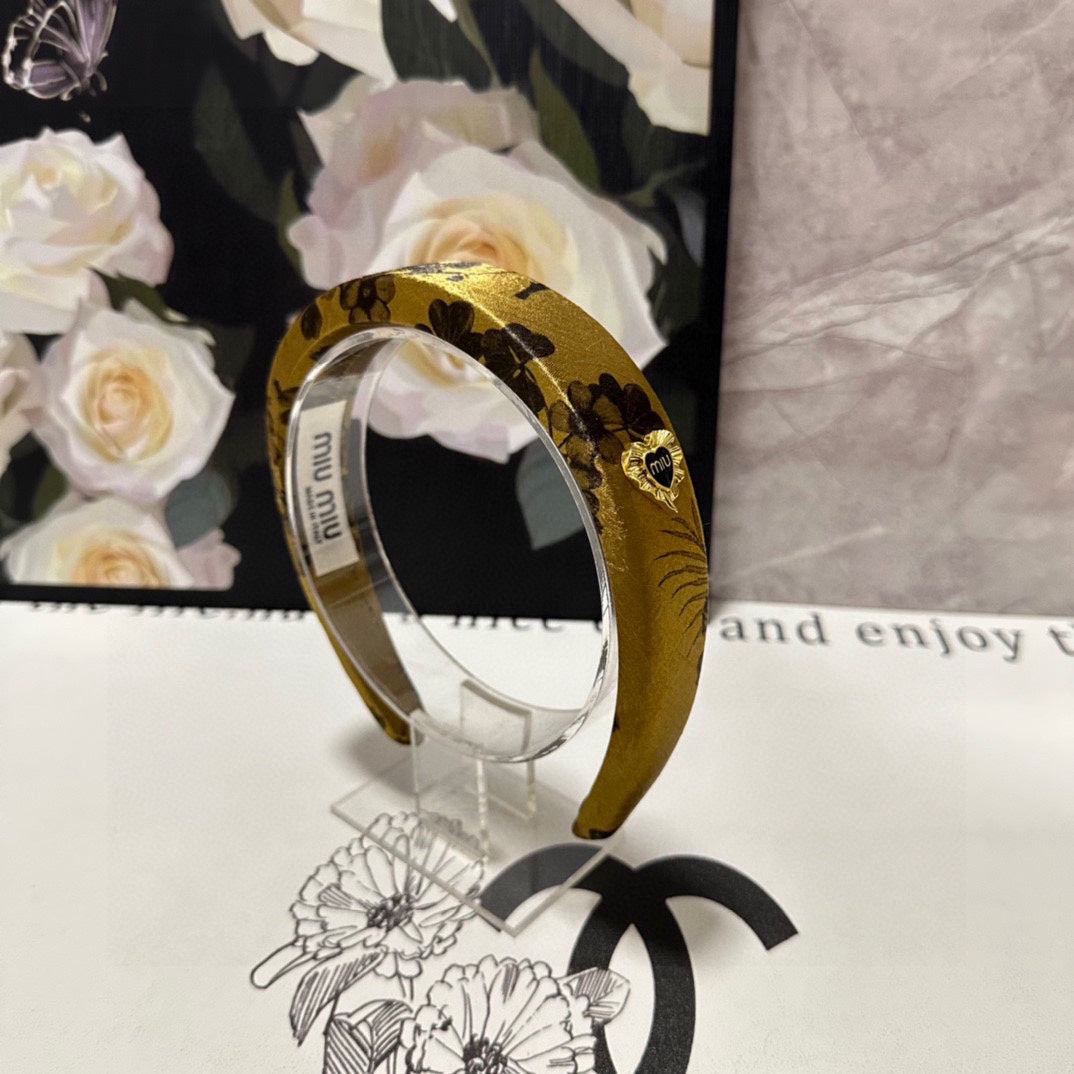 CHANEL SILK THICK HEADBAND DIJON YELLOW 239959