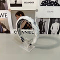 CHANEL HAIR BAND IN WHITE CHIFFON PEARL-EMBELLISHED 395326