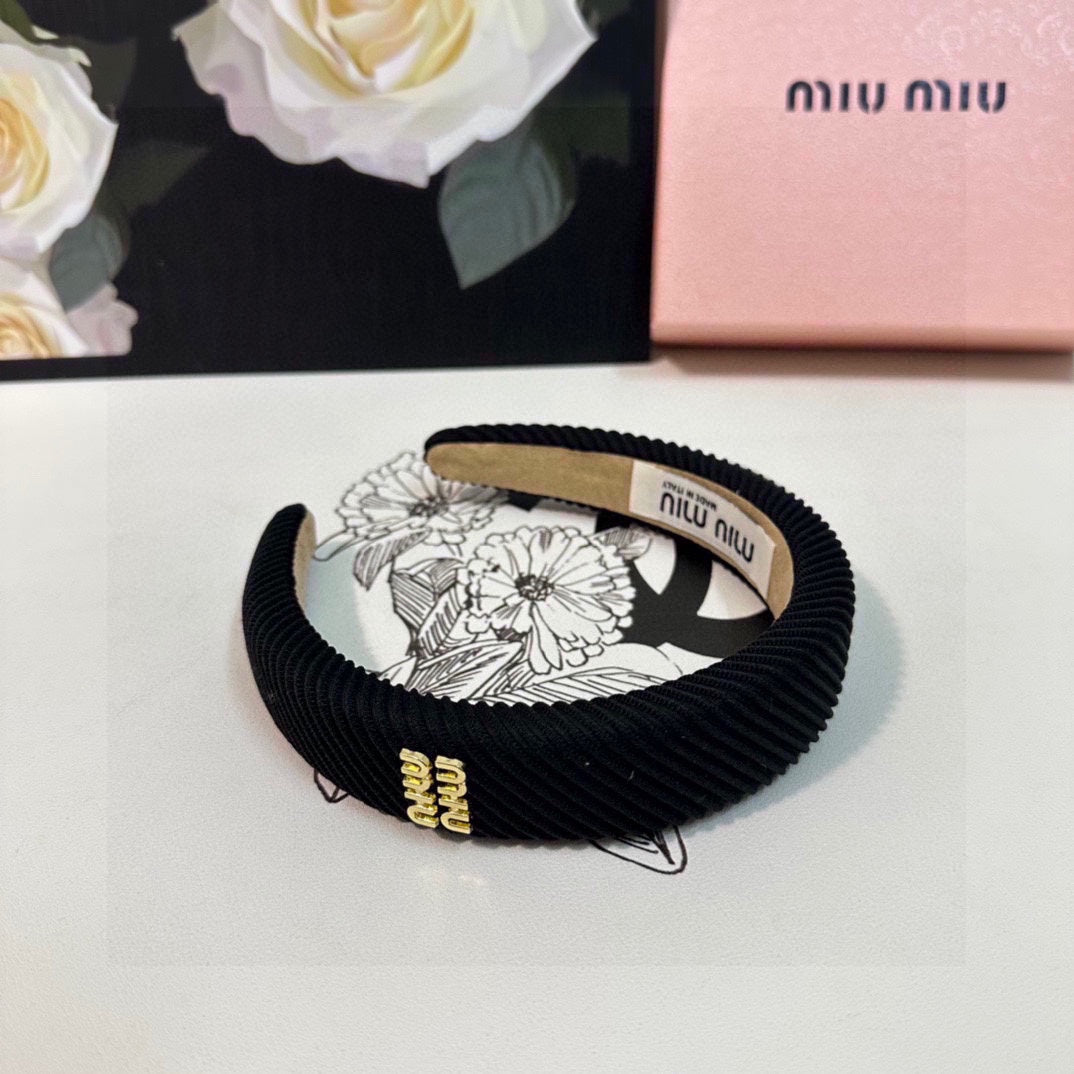 CHANEL THICK HEADBAND IN BLACK CORDUROY 412476