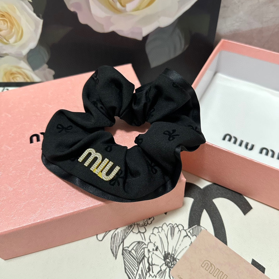 CHANEL HAIR TIE IN BLACK SPANDEX FABRIC 432827