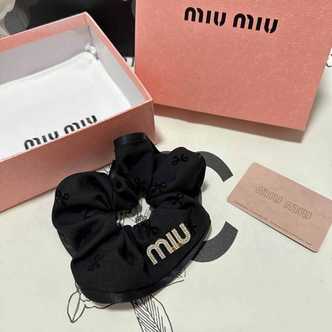 CHANEL HAIR TIE IN BLACK SPANDEX FABRIC 432827
