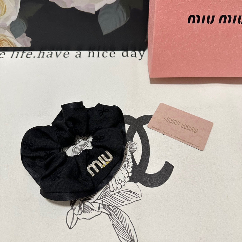CHANEL HAIR TIE IN BLACK SPANDEX FABRIC 432827