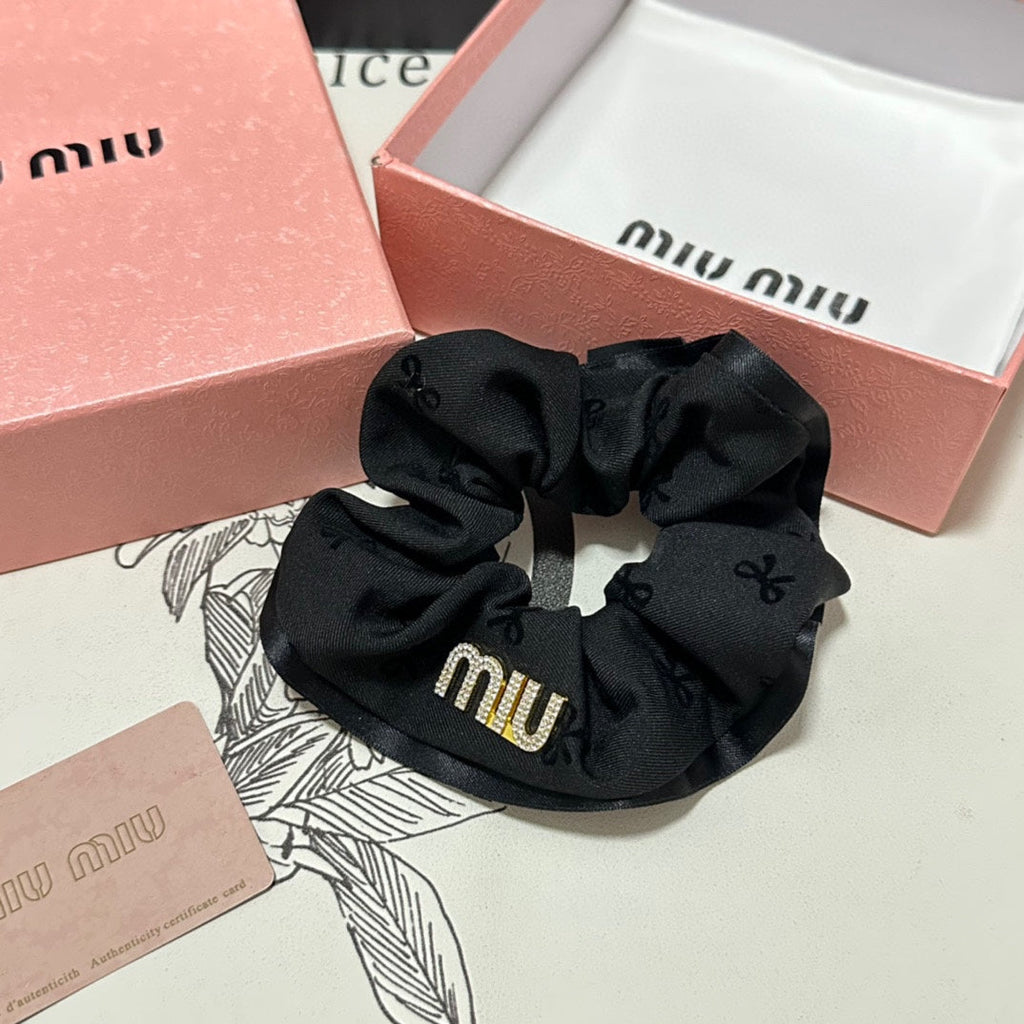 CHANEL HAIR TIE IN BLACK SPANDEX FABRIC 432827