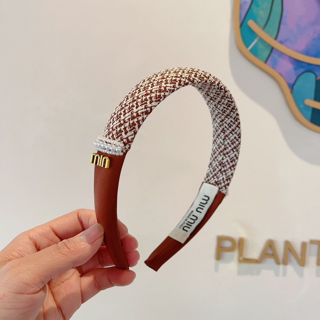 CHANEL HEADBAND IN AMBER ORANGE TWEED AND SILK 262051