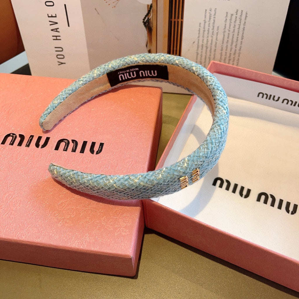 CHANEL SIMPLE HAIRBAND IN SKY BLUE TWEED 282731