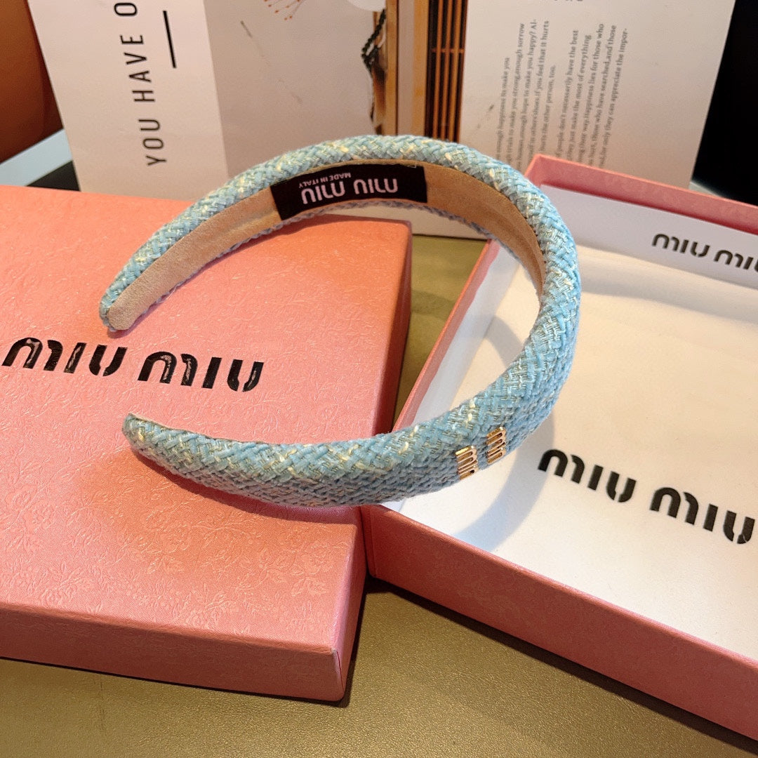 CHANEL SIMPLE HAIRBAND IN SKY BLUE TWEED 282731