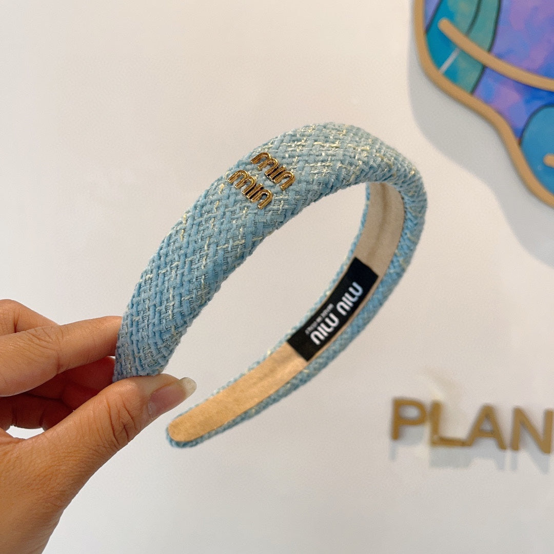 CHANEL SIMPLE HAIRBAND IN SKY BLUE TWEED 282731