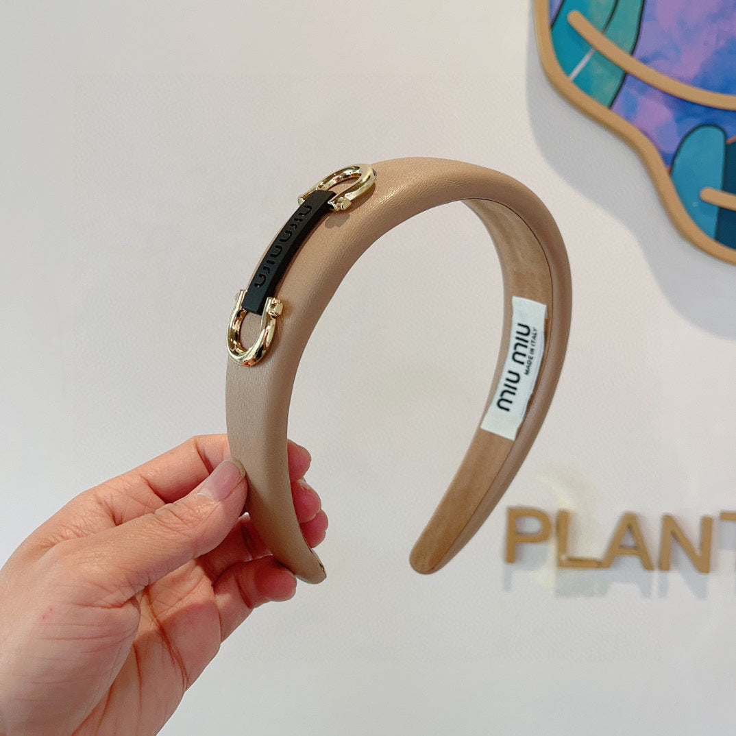 CHANEL GOLD HORSEBIT HEADBAND IN WOOD BROWN CALFSKIN 329350
