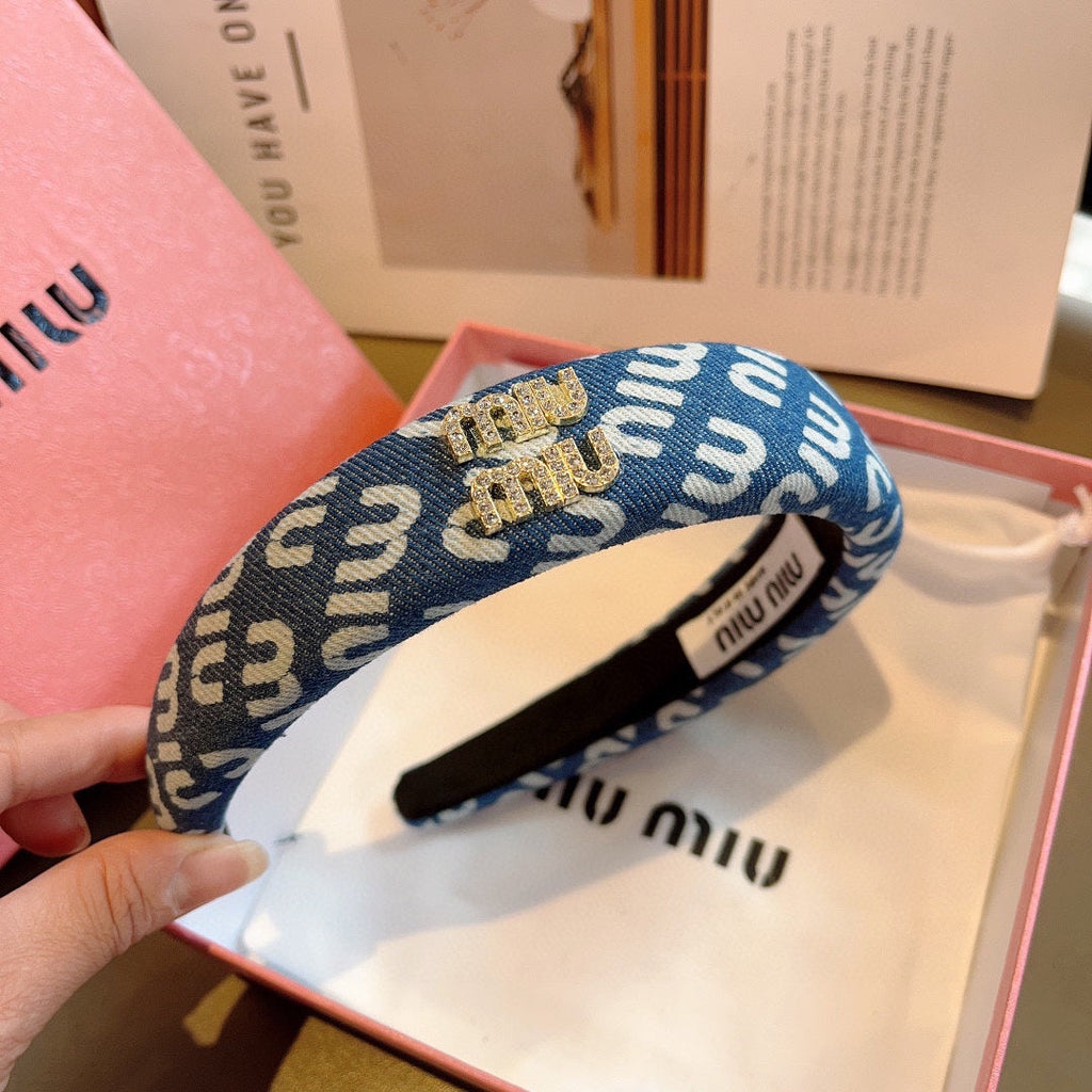 CHANEL CLASSIC BLUE HEADBAND DENIM 402880