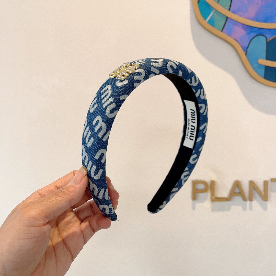 CHANEL CLASSIC BLUE HEADBAND DENIM 402880