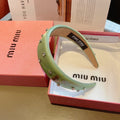 CHANEL THICK HEADBAND IN JADE GREEN SILK ATTACHED DIAMONDS 406043