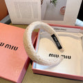 CHANEL THICK HEADBAND IN WHITE TWEED EMBELLISHED SEQUINS 406046