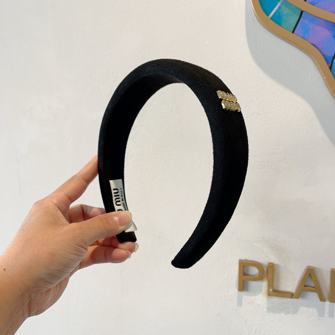 CHANEL THICK HEADBAND IN BLACK CASHMERE 412454