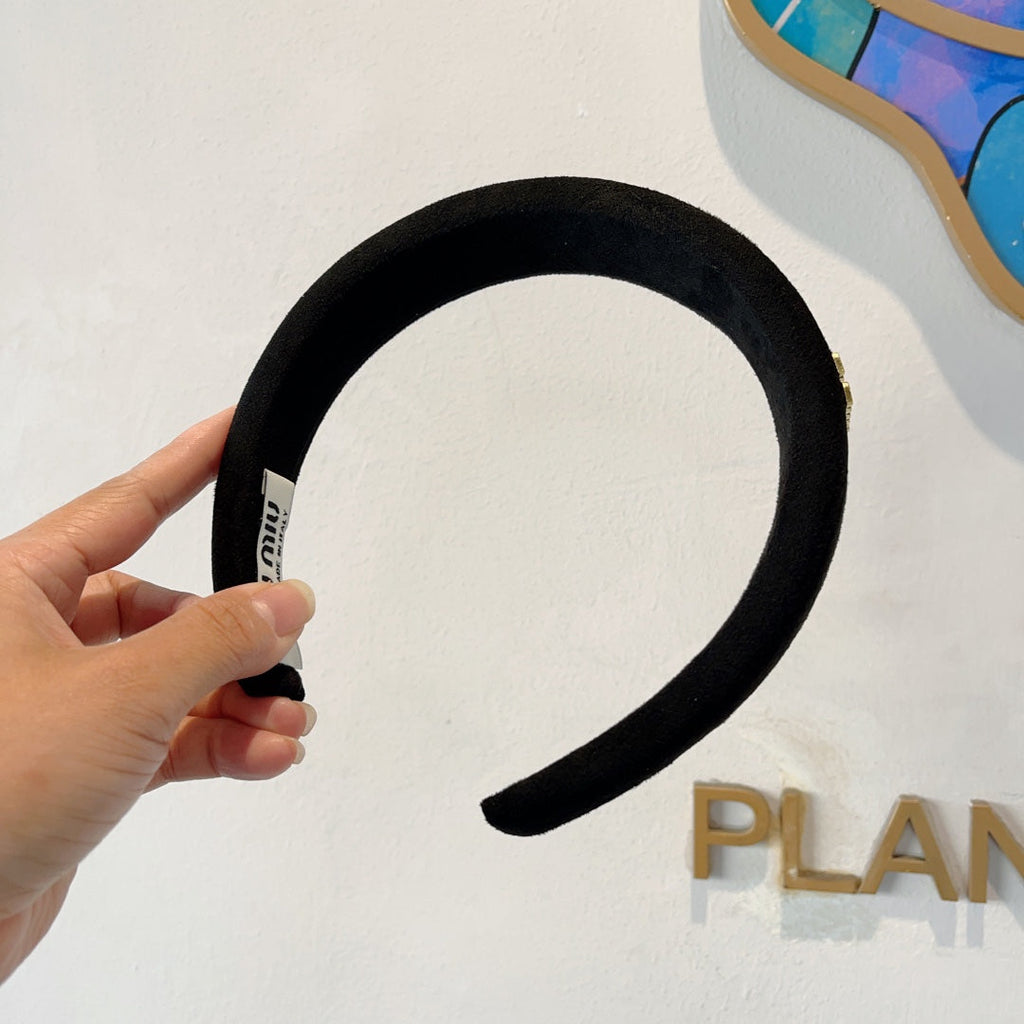 CHANEL THICK HEADBAND IN BLACK CASHMERE 412454