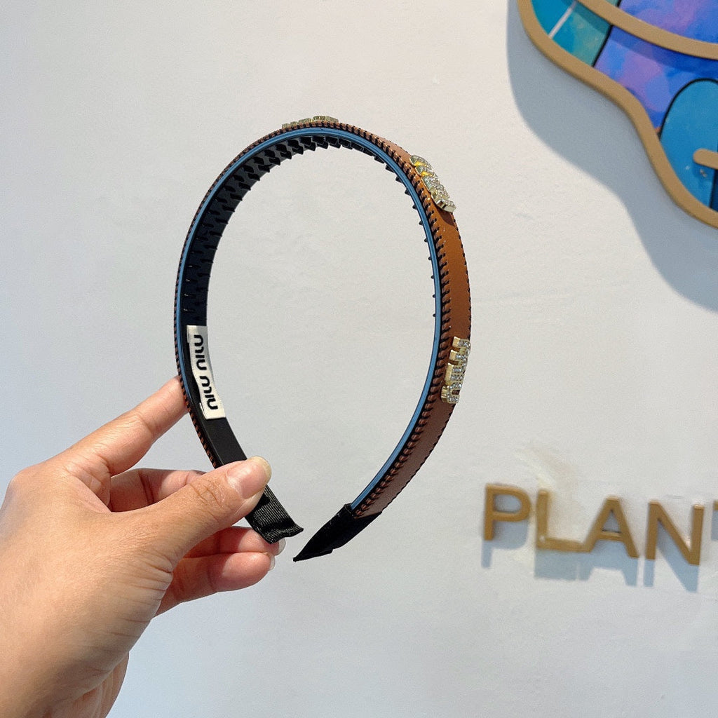 CHANEL HEAD BAND IN BURNT ORANGE LAMBSKIN AND RESIN 417296