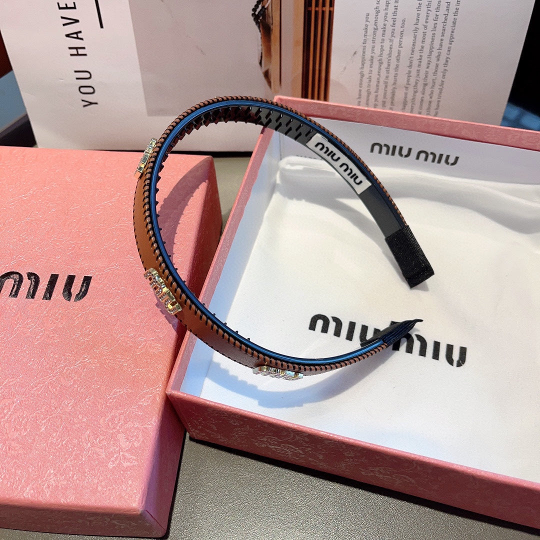 CHANEL HEAD BAND IN BURNT ORANGE LAMBSKIN AND RESIN 417296