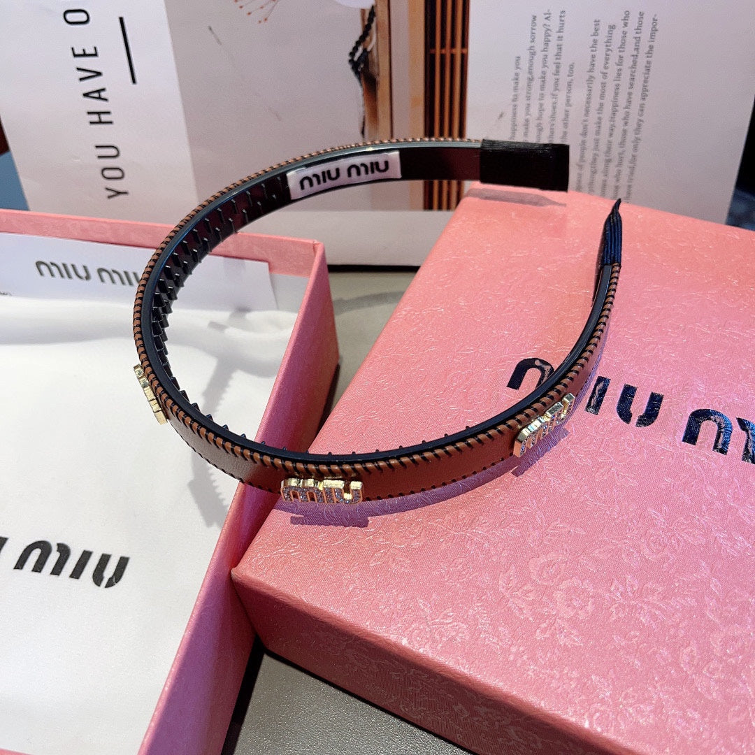 CHANEL HEAD BAND IN BURNT ORANGE LAMBSKIN AND RESIN 417296