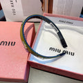 CHANEL HEAD BAND IN OLIVE GREEN LAMBSKIN AND RESIN 417298
