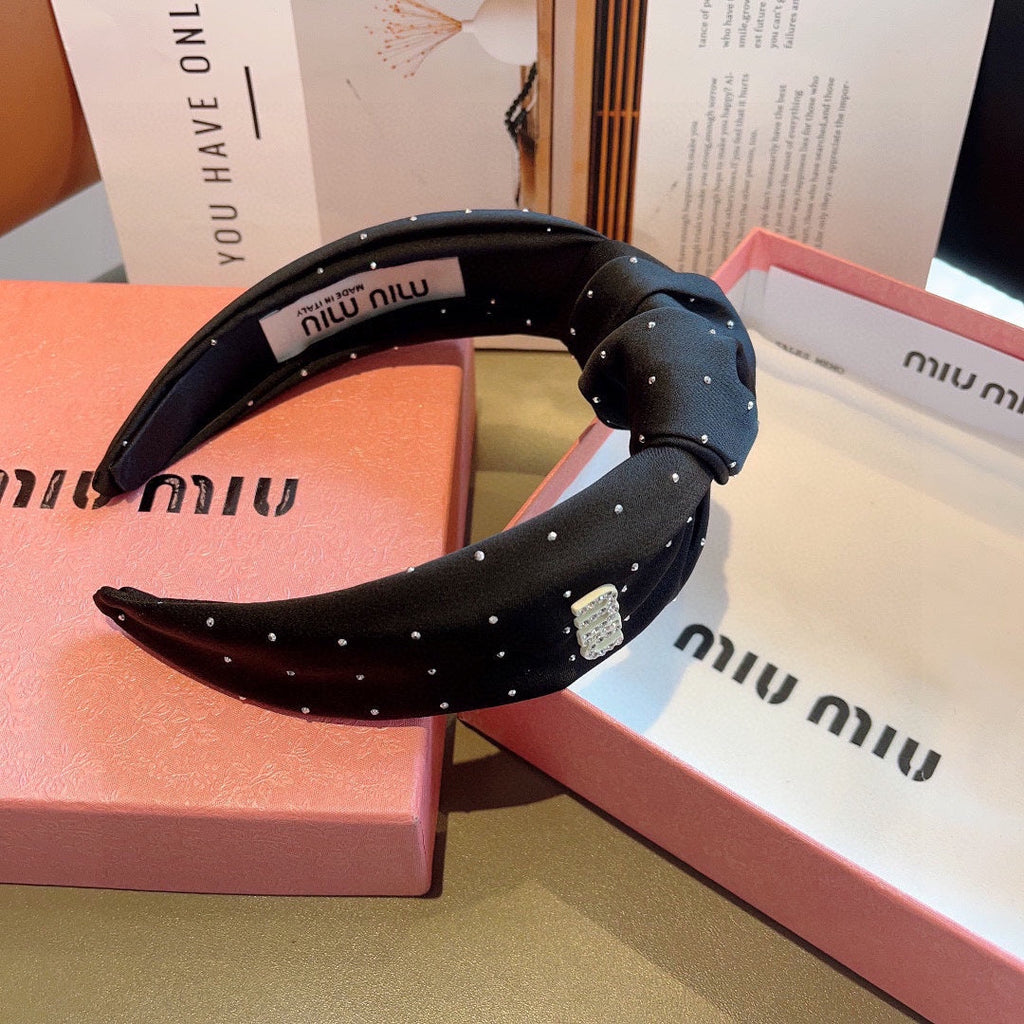 CHANEL CRYSTALS EMBELLISHED HEAD BAND IN BLACK COTTON 418873