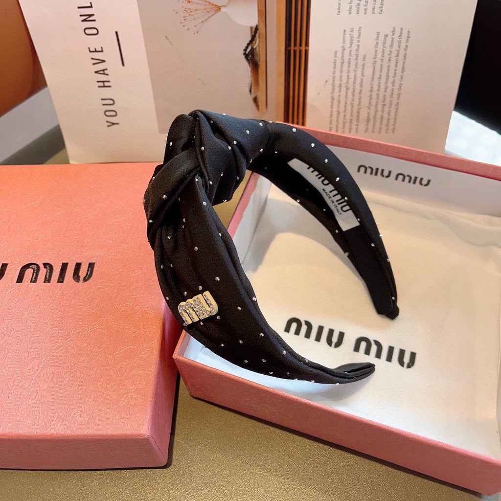 CHANEL CRYSTALS EMBELLISHED HEAD BAND IN BLACK COTTON 418873