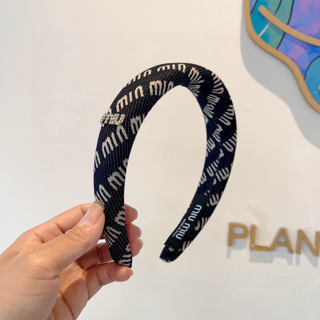 CHANEL THICK HAIR BAND IN NAVY BLUE KINITTED FABRIC 420636