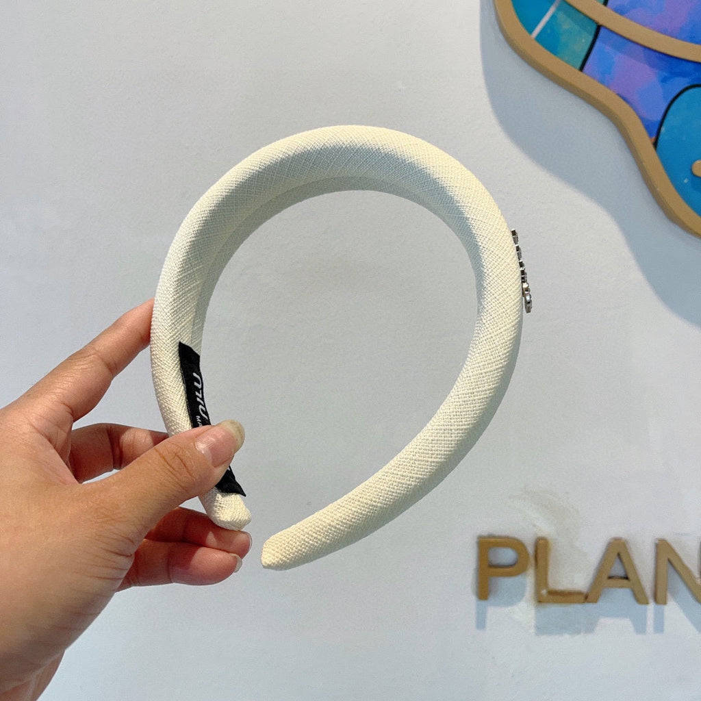 CHANEL THICK HAIR BAND IN WHITE RAW FABRIC 423576