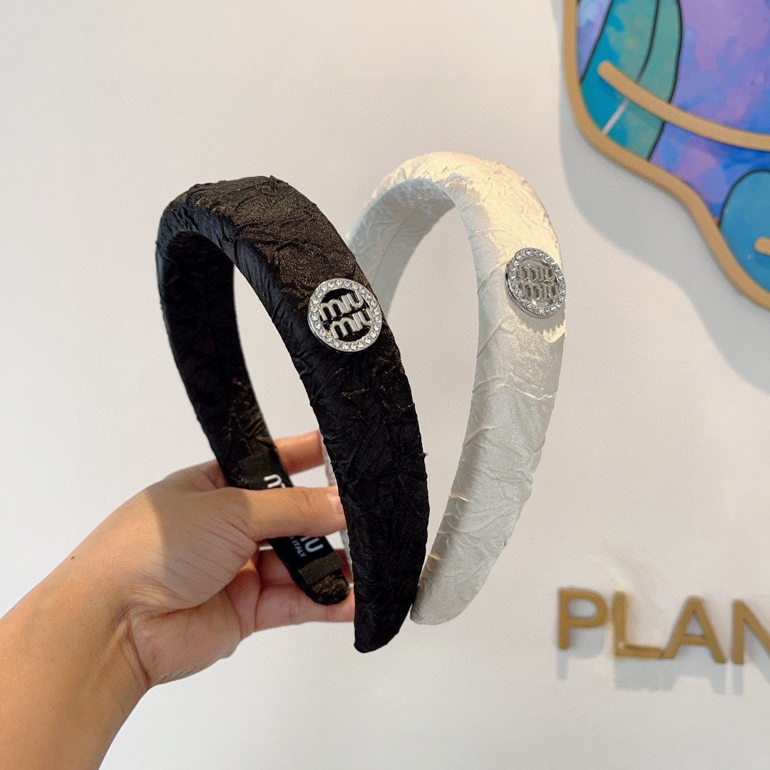 CHANEL THICK HEADBAND IN WHITE FABRIC 432778
