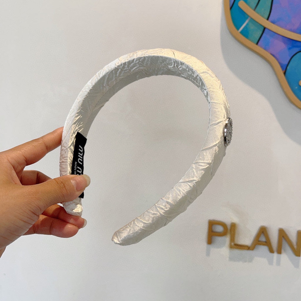 CHANEL THICK HEADBAND IN WHITE FABRIC 432778