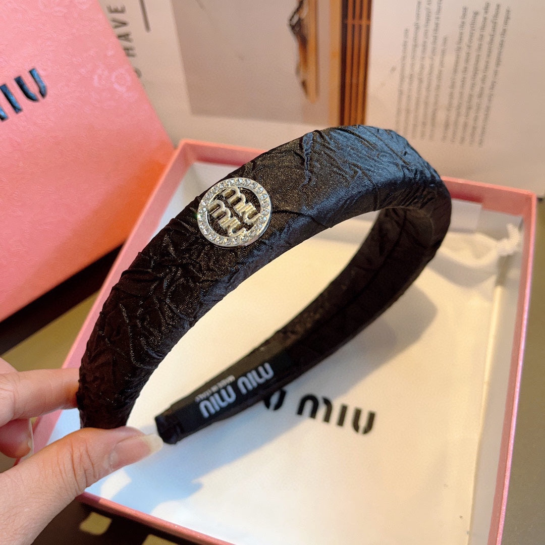 CHANEL THICK HEADBAND IN BLACK FABRIC 432779