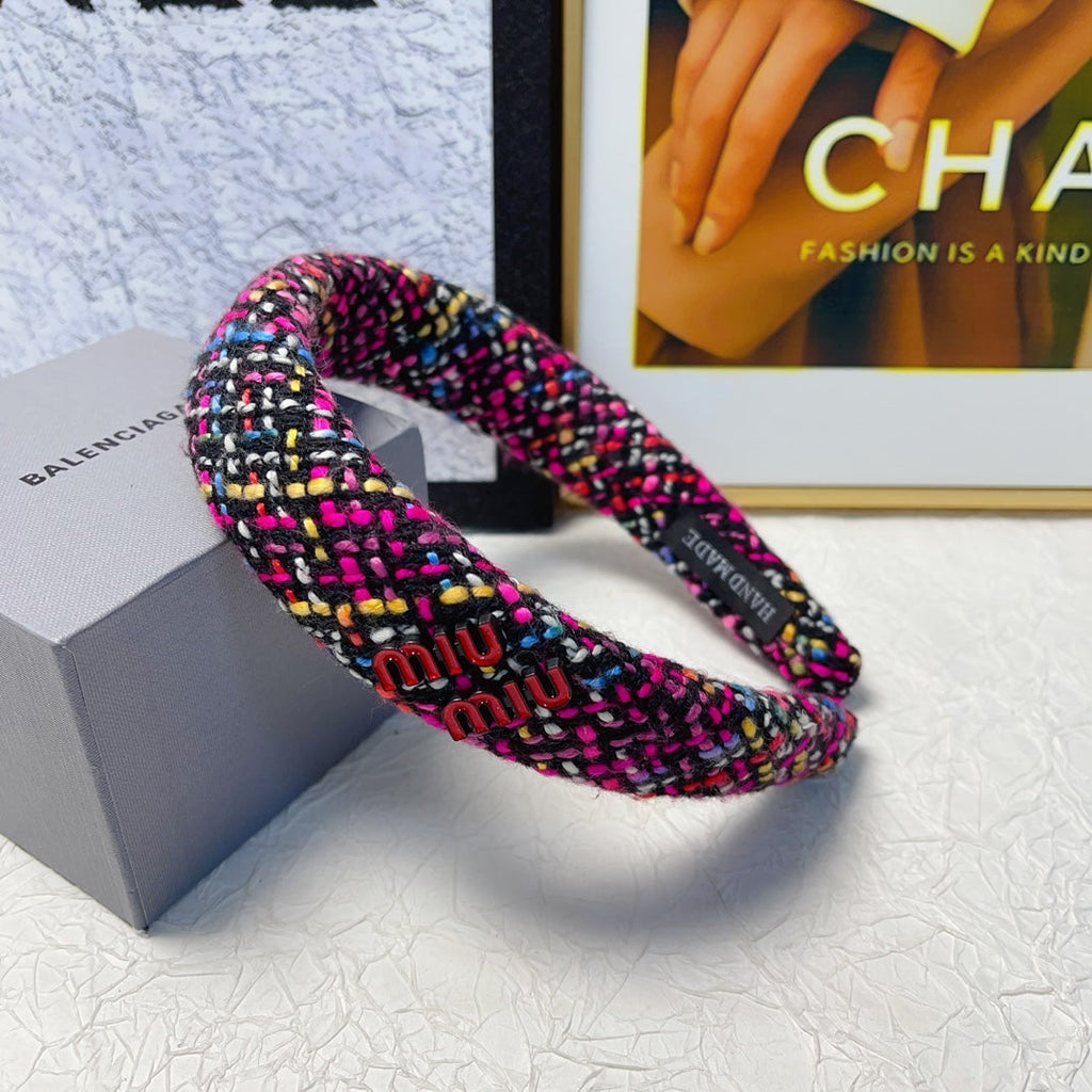 CHANEL TWEED HEADBAND COLORFUL 161836