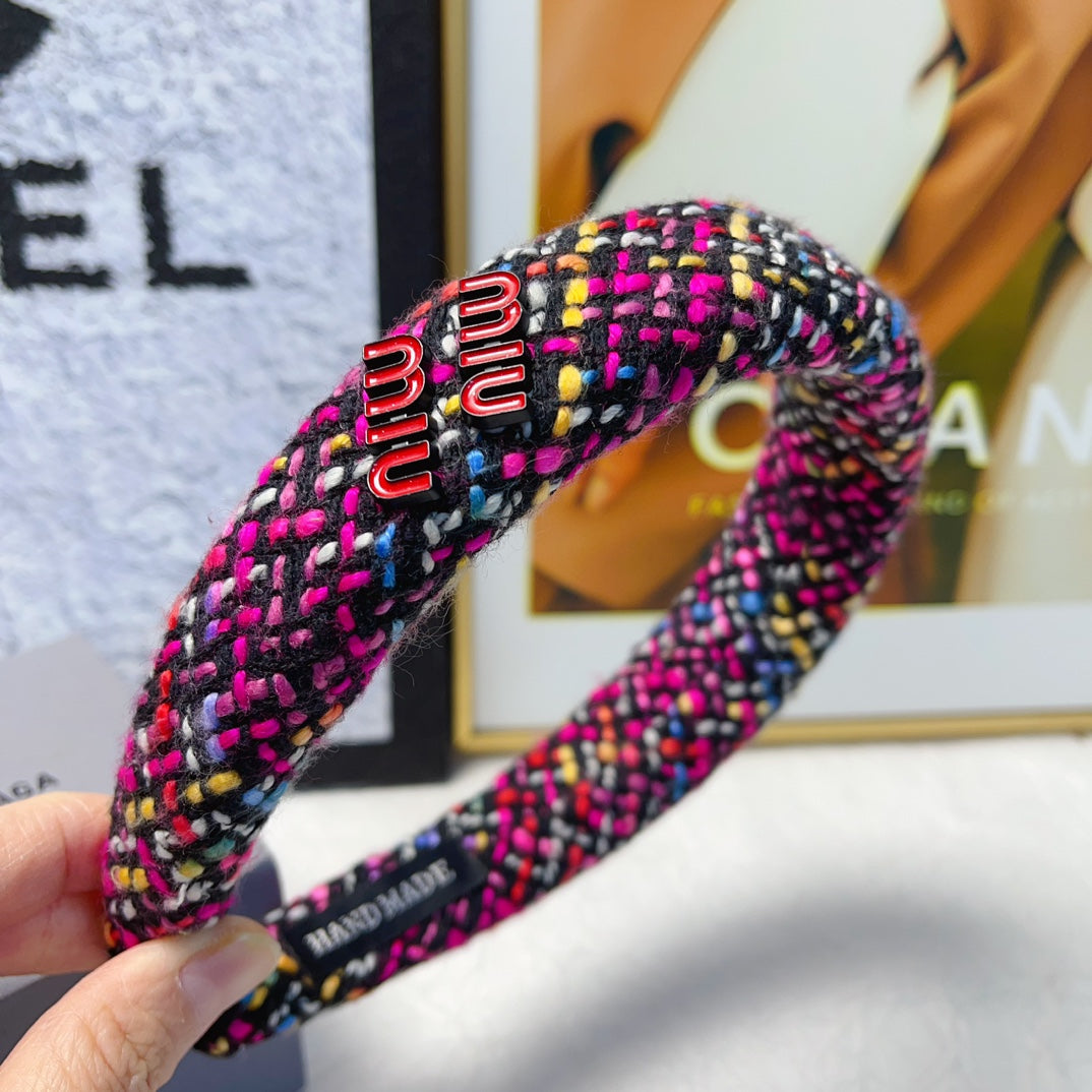CHANEL TWEED HEADBAND COLORFUL 161836
