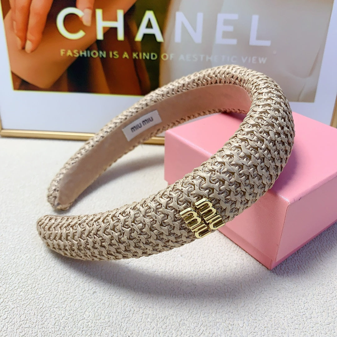 CHANEL HEADBAND IN BEIGE RAFFIA 241189