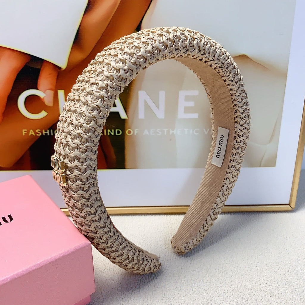 CHANEL HEADBAND IN BEIGE RAFFIA 241189