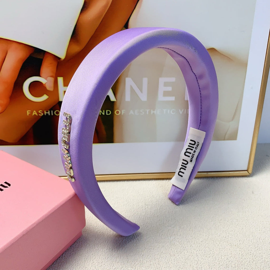 CHANEL THICK HEADBAND IN PURPLE SILK 241199