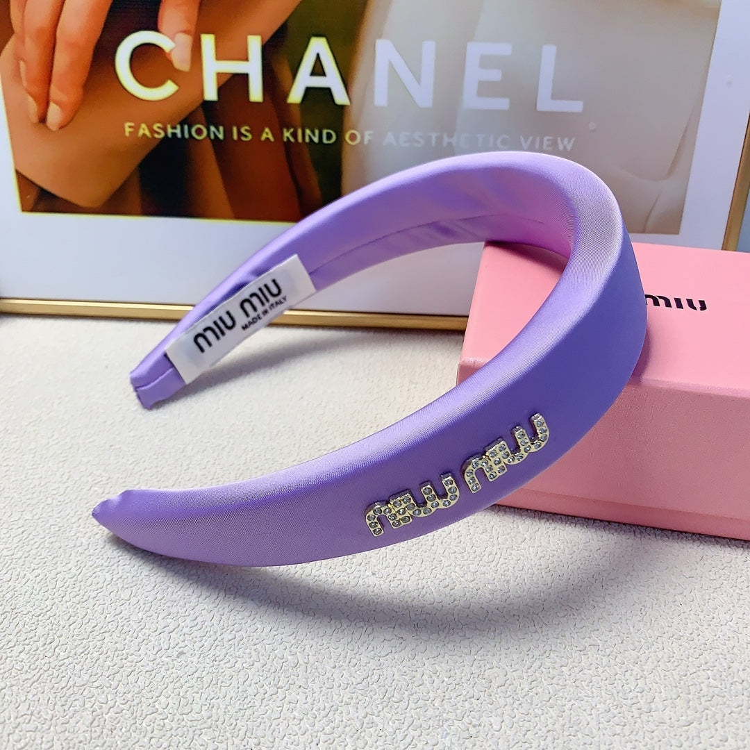 CHANEL THICK HEADBAND IN PURPLE SILK 241199