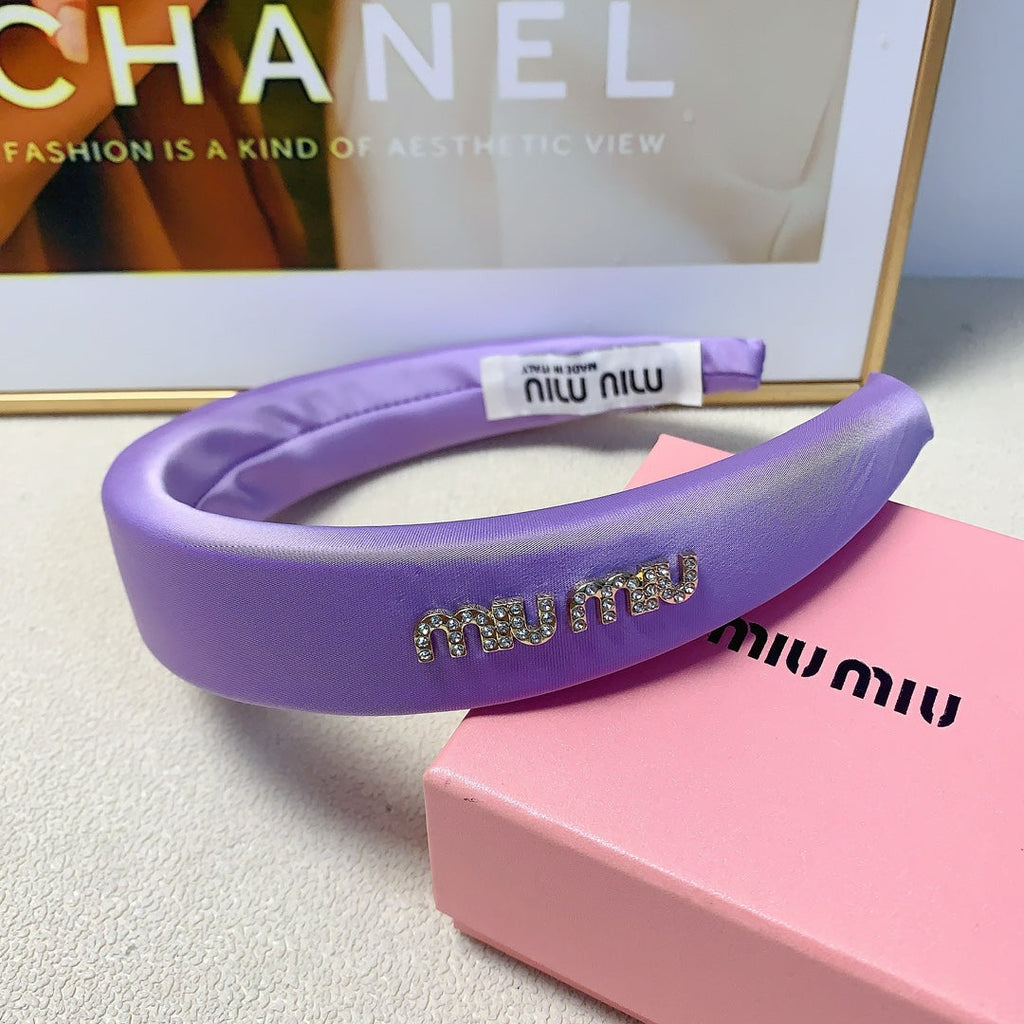 CHANEL THICK HEADBAND IN PURPLE SILK 241199