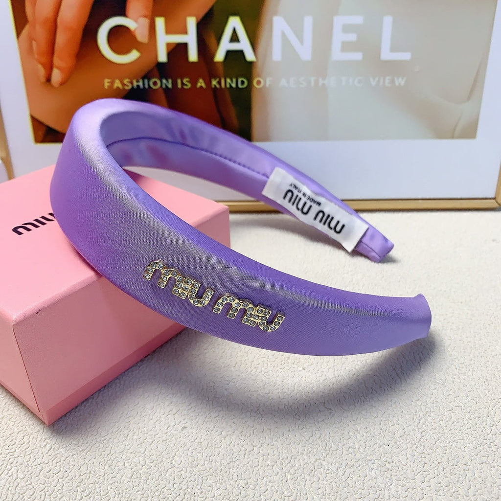 CHANEL THICK HEADBAND IN PURPLE SILK 241199